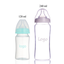 Fabricante natural à prova de vazamentos Bpa logotipo de leite recém-nascido grátis alimentando garrafa de água de bebê com marca personalizada de pescoço largo